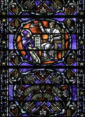 성체 성혈 대축일을 제정하는 교황 우르바노 4세와 성 토마스 아퀴나스_photo by Lawrence OP_in the Church of St Vincent Ferrer in New York City_New York USA.jpg